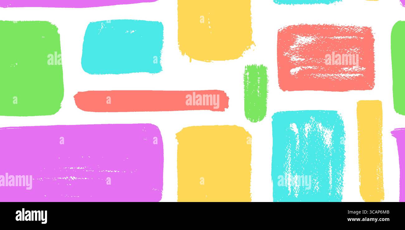 Motivo senza cuciture di adesivi strappati per i bambini, con un collage a forma libera di pennarello grunge, cera e pittura a carbone. Sfondo vettoriale figlio Illustrazione Vettoriale