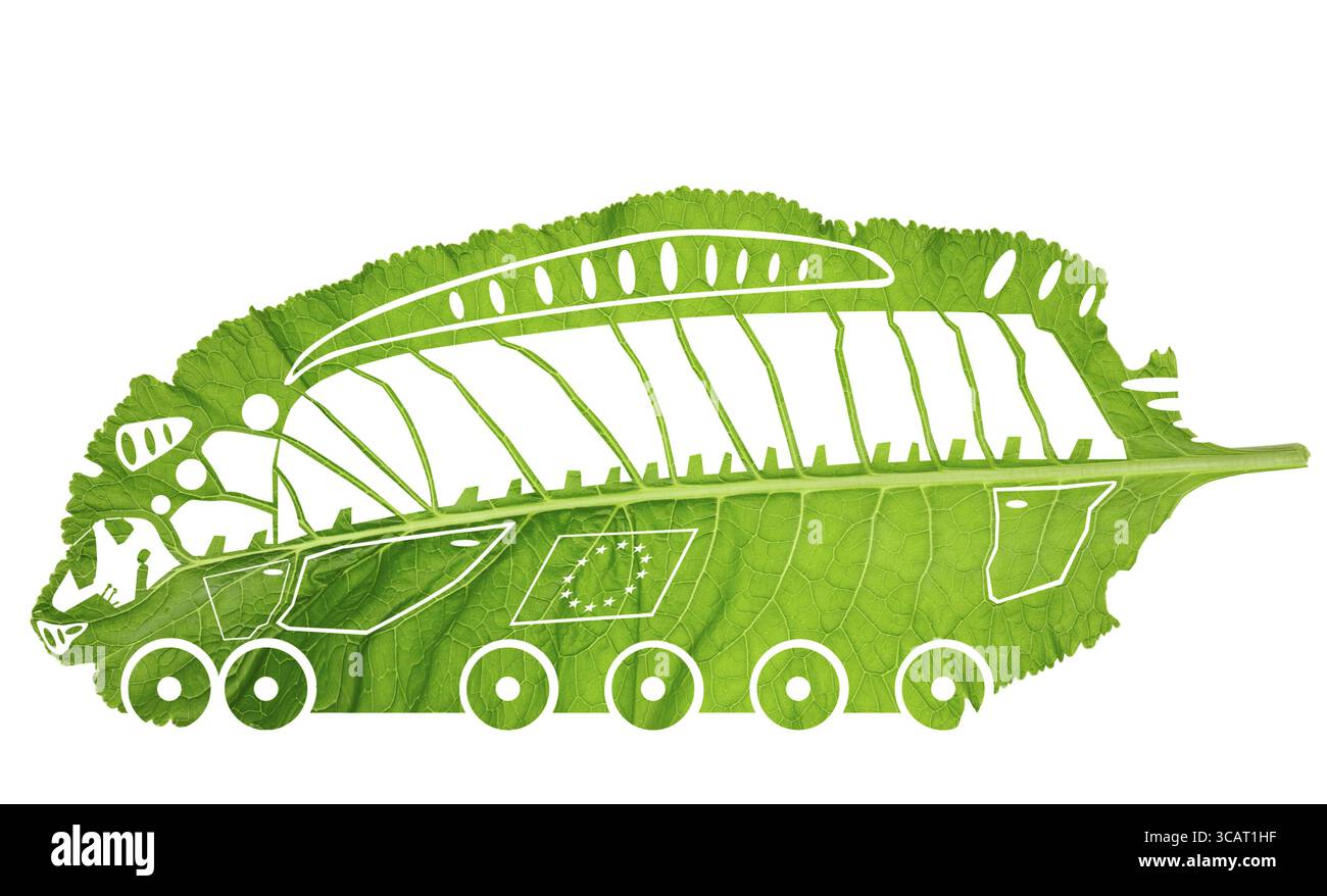 Euro verde eco treno naive isolate concept realizzato da foglia Foto Stock