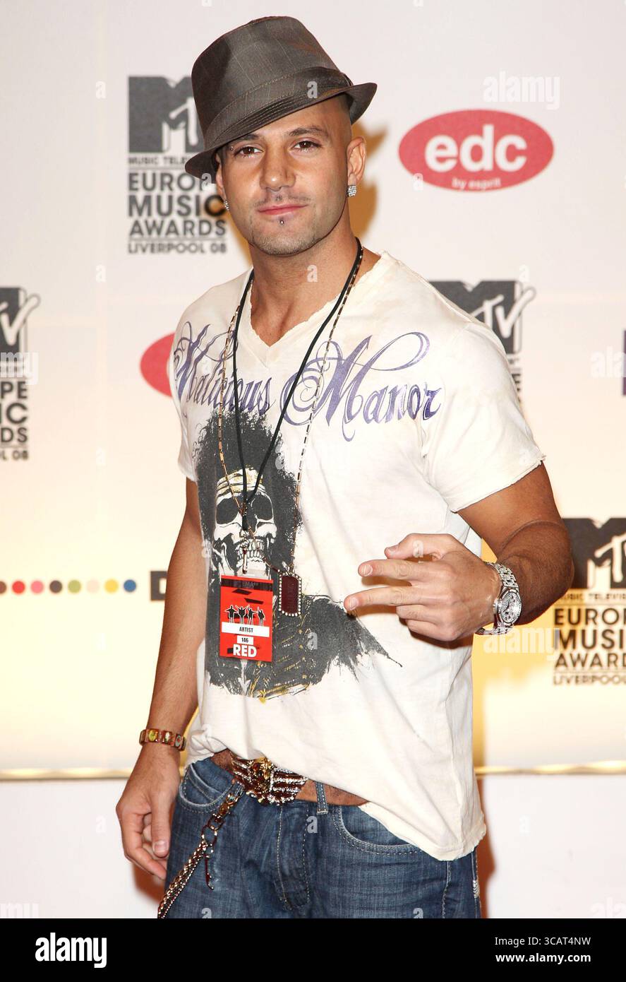 Karl Wolf agli MTV Europe Music Awards 2008 tenutosi alla Echo Arena di Liverpool - 06 novembre 2008 Foto Stock