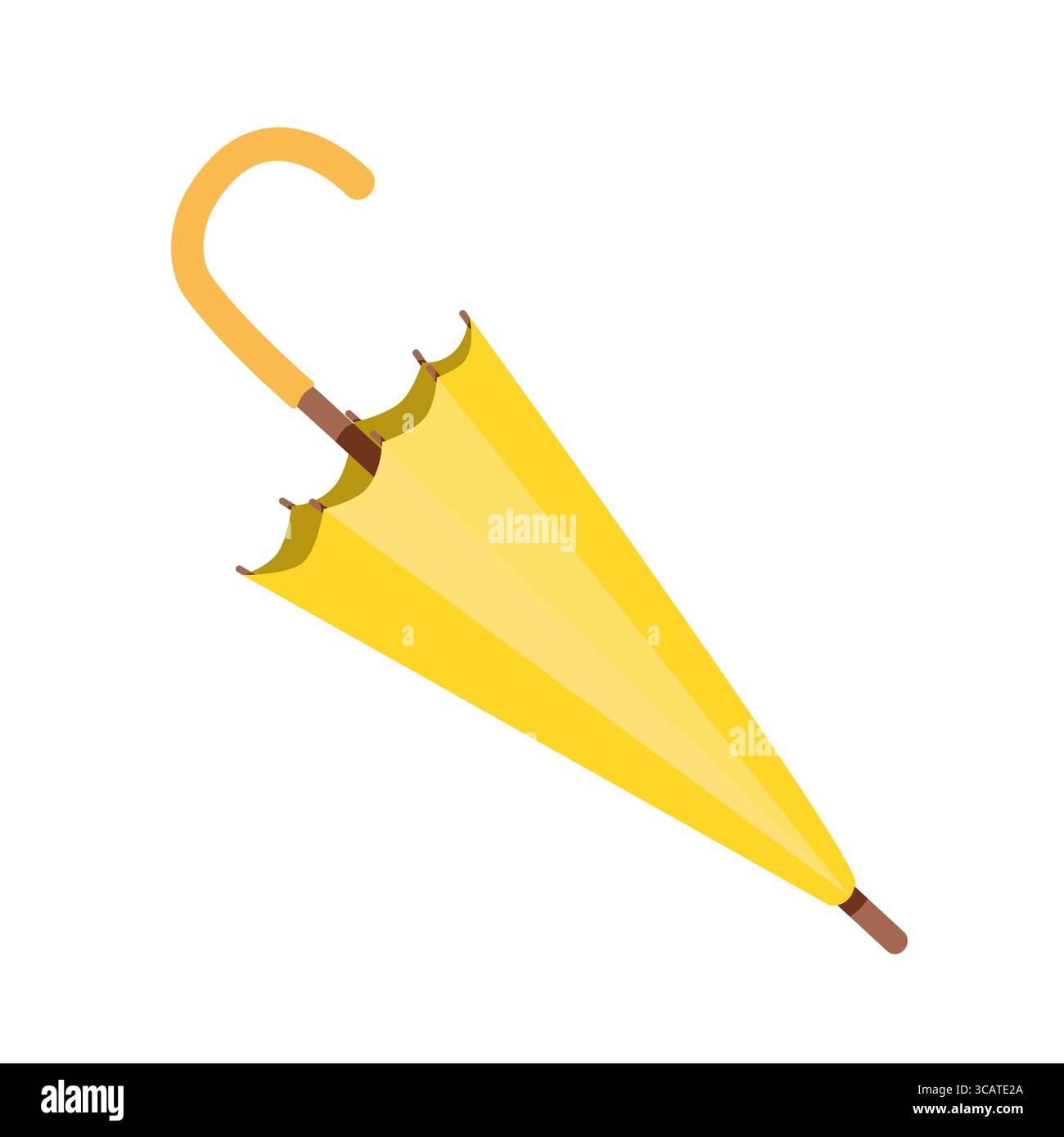 Ombrello giallo chiuso. Protezione dalla pioggia. Illustrazione stile piatto. Simbolo di protezione e sicurezza. Illustrazione Vettoriale