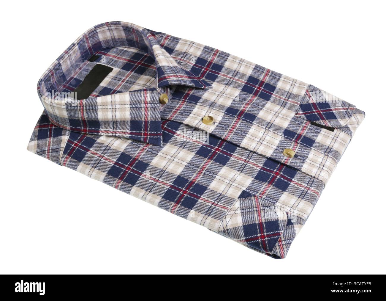 Nuovi uomini a scacchi maglietta caldo. La produzione di massa. Isolato su bianco studio closeup Foto Stock