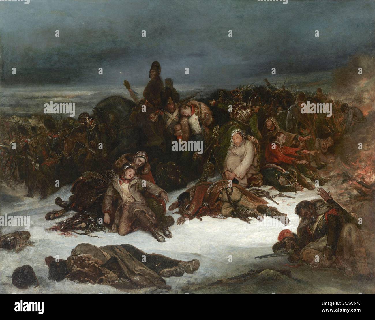 Il ritiro dell'esercito di Napoleone dalla Russia nel 1812. Ary Scheffer. 1826. Foto Stock