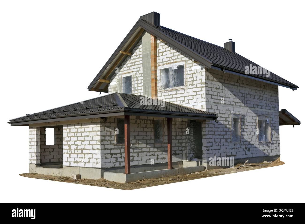 Costruzione di un nessun nome di produzione di massa capannone rurale. Isolato. Giornata di sole Foto Stock