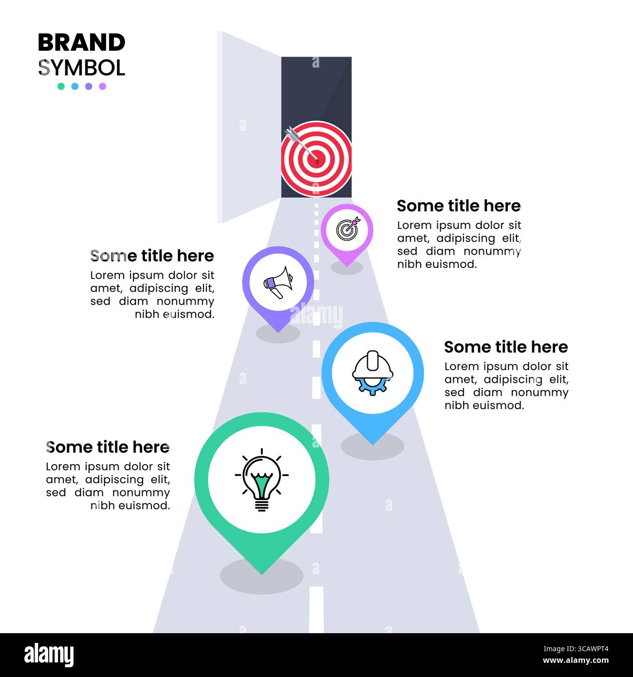 Modello infografico con icone e 4 opzioni o passaggi. Tavola da disegno. Può essere utilizzato per il layout del flusso di lavoro, il diagramma, il banner, il webdesign. Illustrazione vettoriale Illustrazione Vettoriale