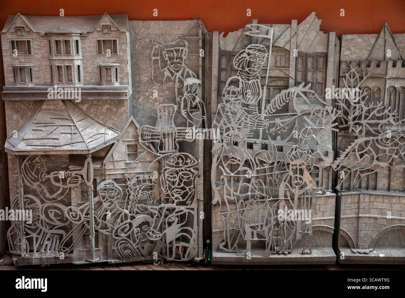 Leicestershire, Melton Mowbray, King Street 2007 scultura storica dell'artista metal Ben Coode-Adams Foto Stock