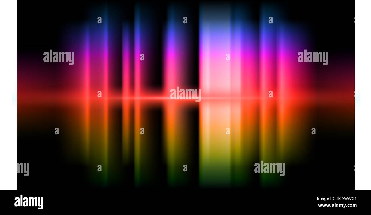 Linee sonore colorate e luminose su sfondo digitale futuristico nero Illustrazione Vettoriale