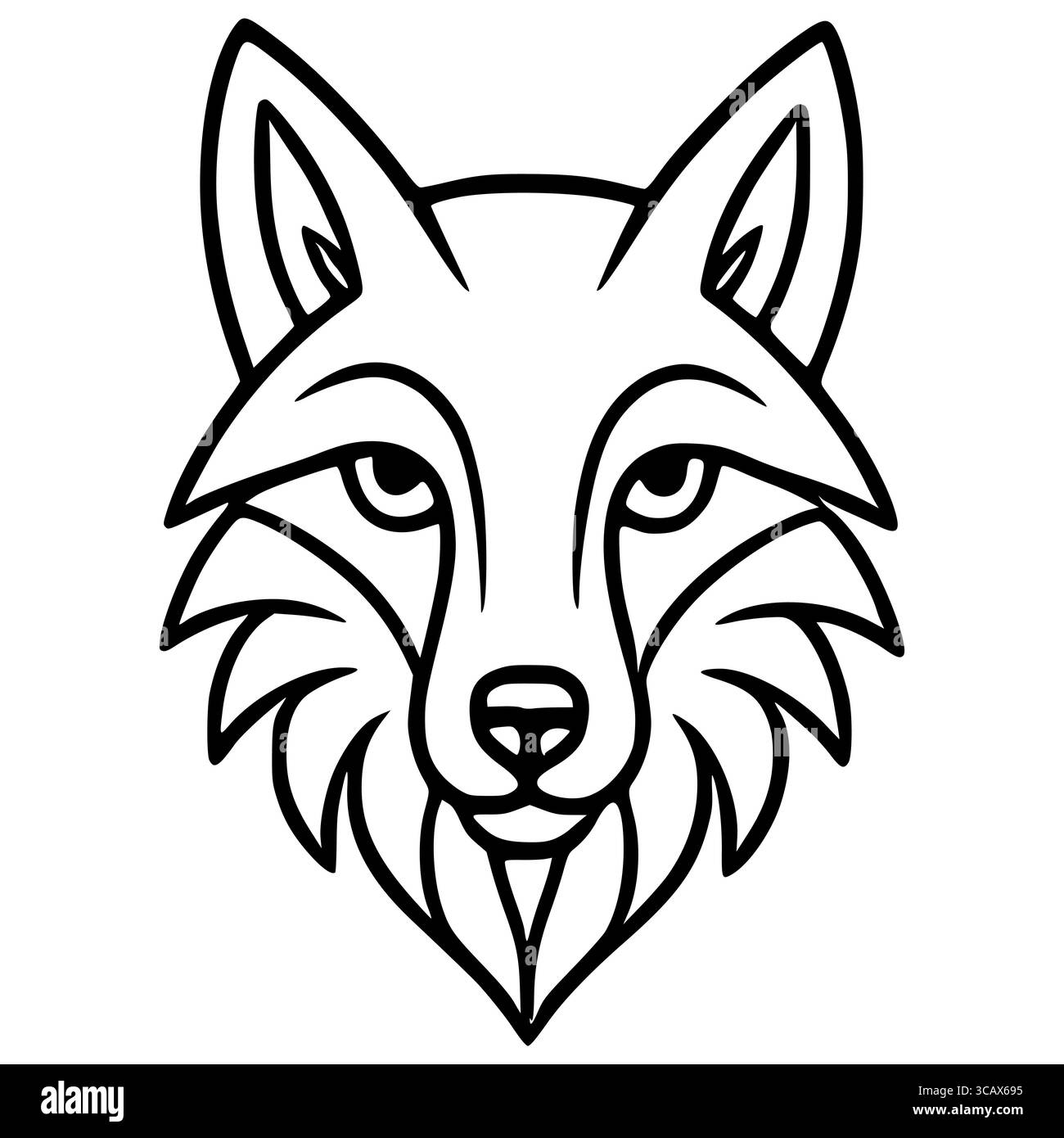 Illustrazione vettoriale stilizzata di una testa di lupi, con un contorno audace e dettagli geometrici in pelliccia, ideale per il design di logo o per progetti di branding Illustrazione Vettoriale