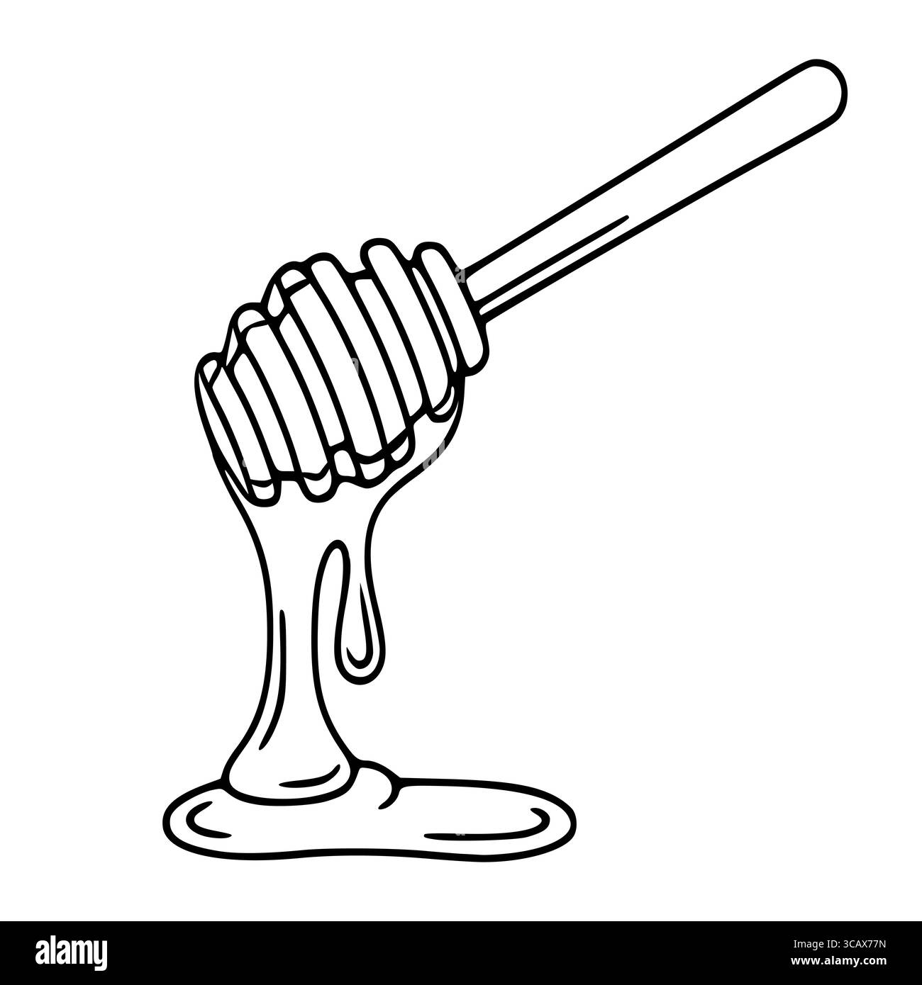 Un'illustrazione vettoriale di un tuffatore di miele con miele gocciolante, che mostra uno stile semplice di line art con particolare attenzione alle curve lisce e alla consistenza della h Illustrazione Vettoriale