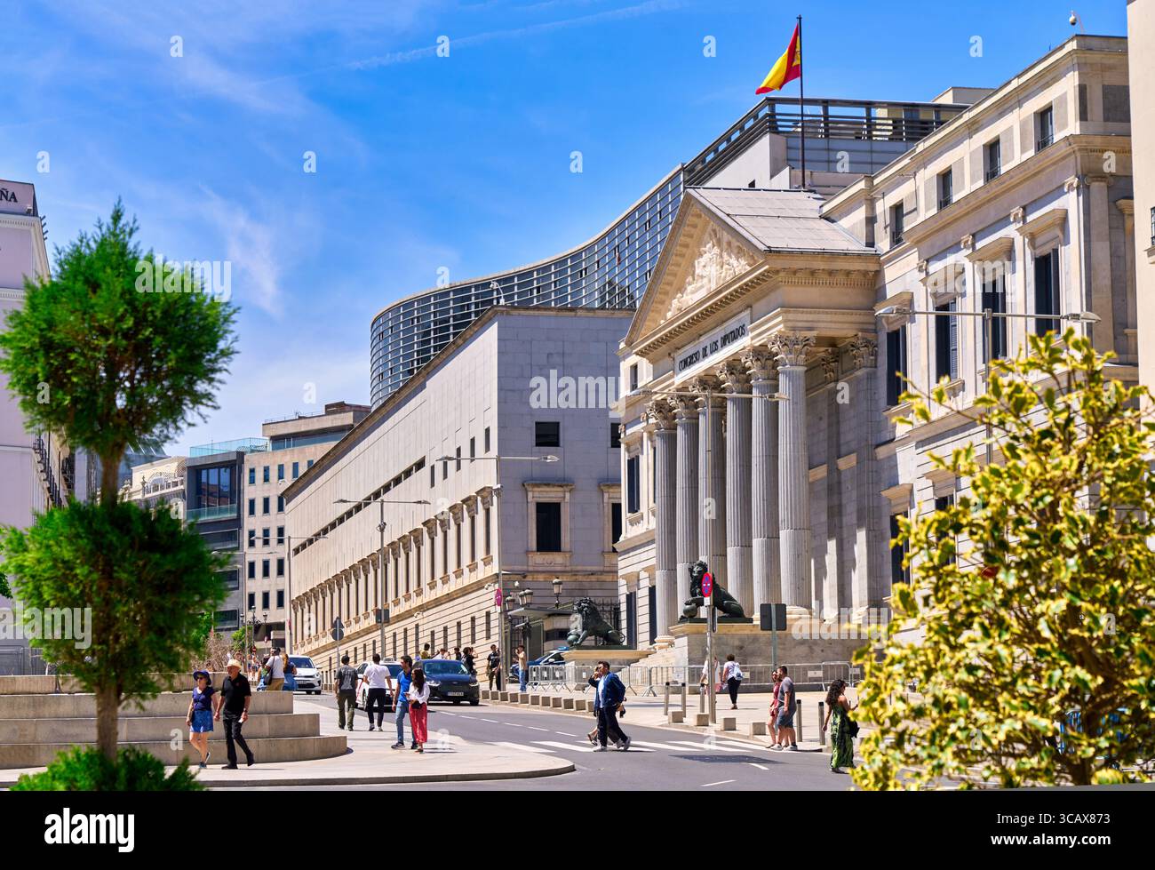 Congresso dei deputati, Plaza de las Cortes, Madrid, Spagna Foto Stock