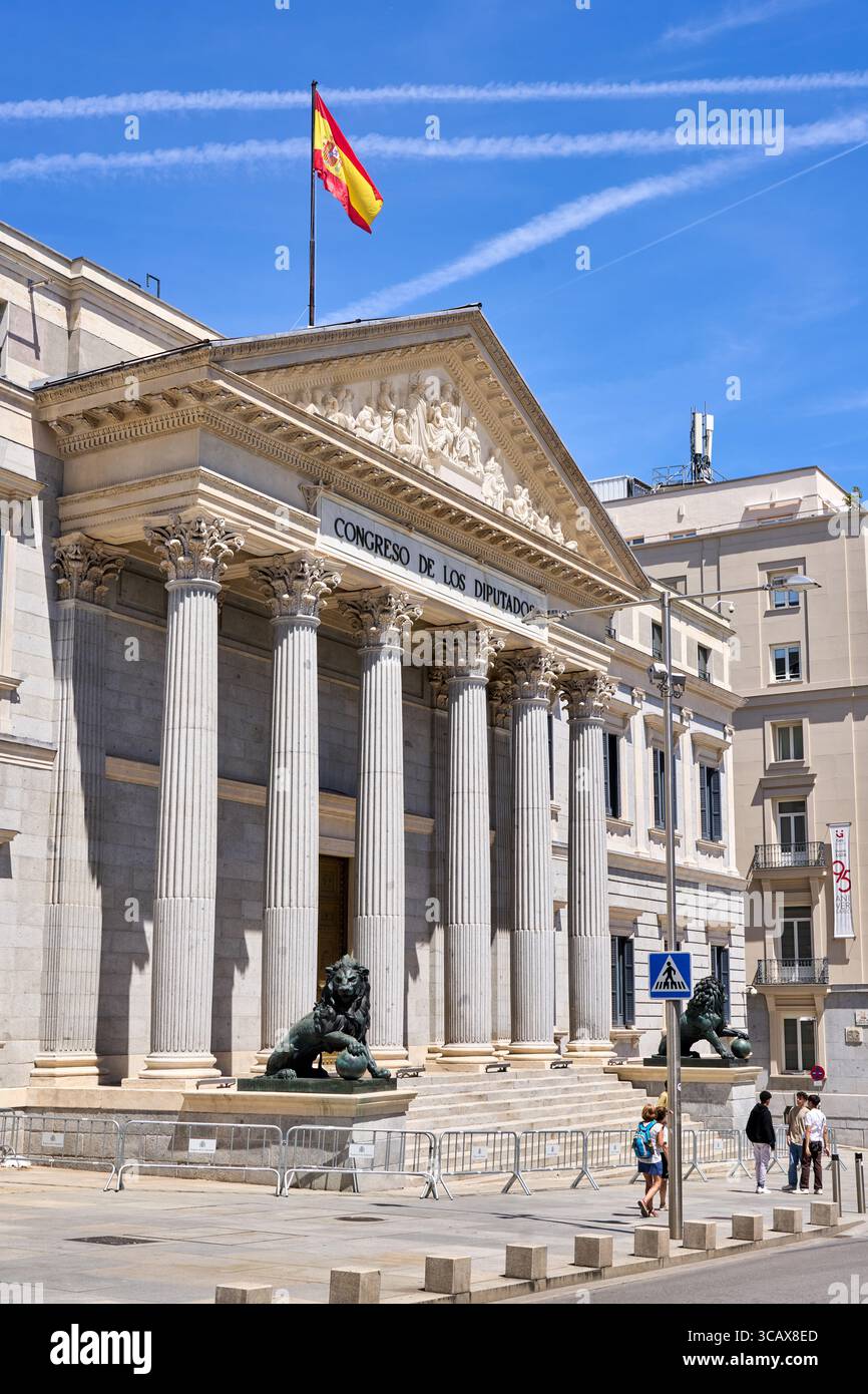 Congresso dei deputati, Plaza de las Cortes, Madrid, Spagna Foto Stock