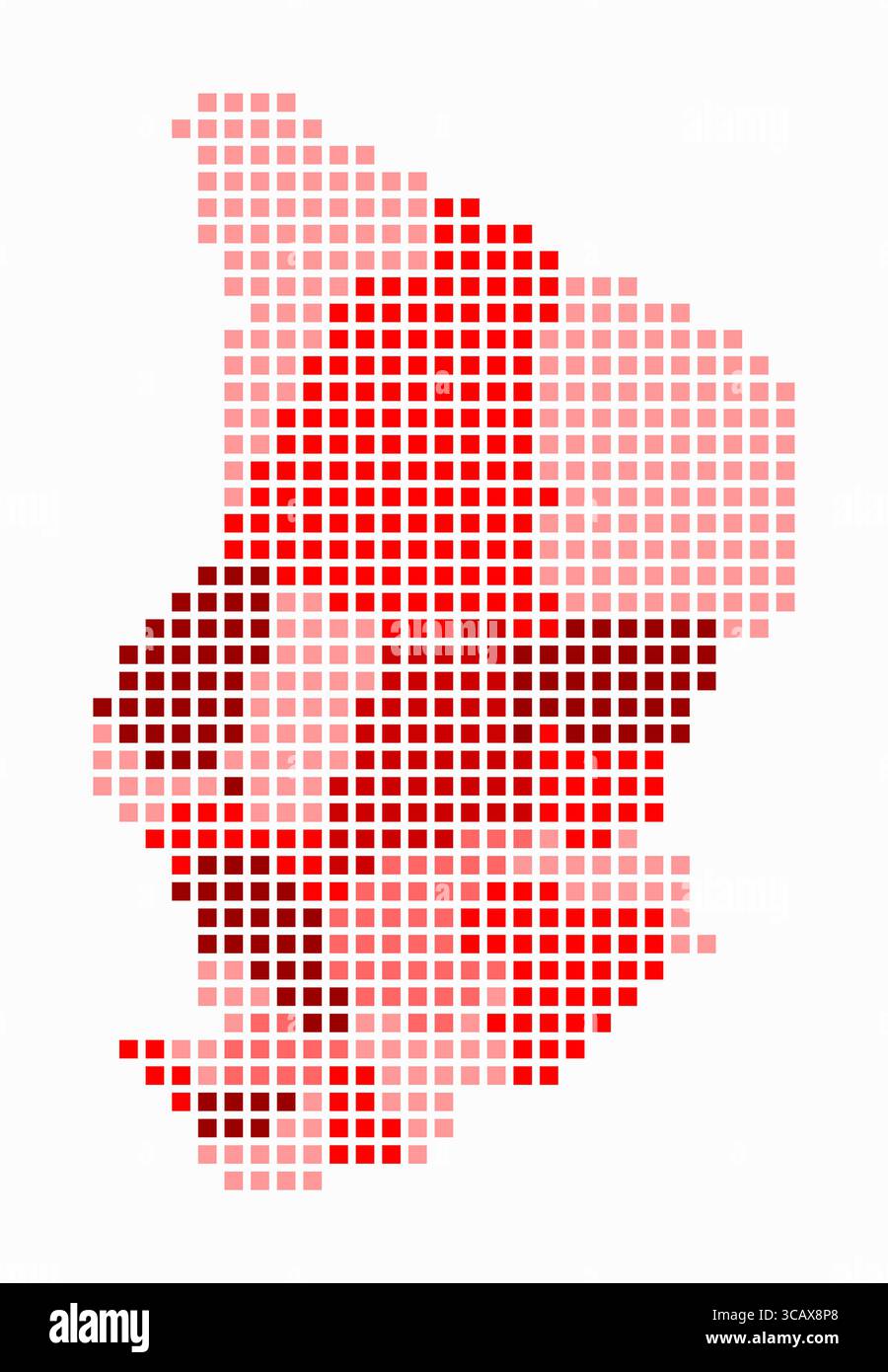 Cartina punteggiata in Ciad. Mappa digitale del paese su sfondo bianco. Forma cialda con punti quadrati. Stile puntini colorati. Quadrati di grandi dimensioni. Illustrazione Vettoriale