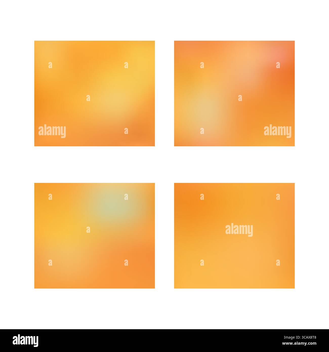 Set di gradienti quadrati arancio-giallo morbidi e morbidi. Delicati colori autunnali adatti per design e sfondi morbidi. Illustrazione Vettoriale
