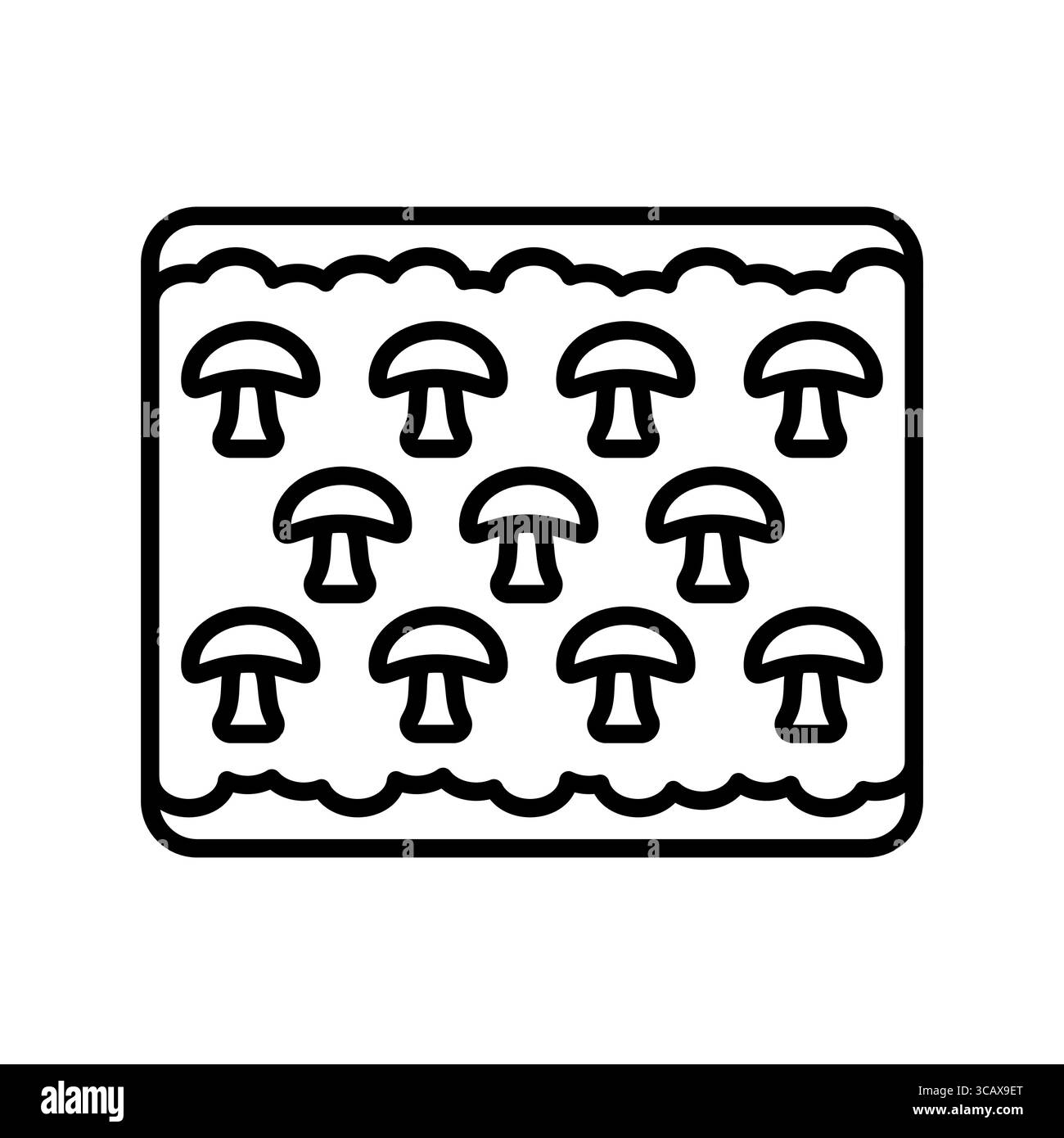 icona della linea nera per la coltivazione estesa di funghi per progetti digitali e di stampa. Icone di pulizia minime per applicazioni e siti Web. Icone semplici e moderne per l'interfaccia utente Illustrazione Vettoriale