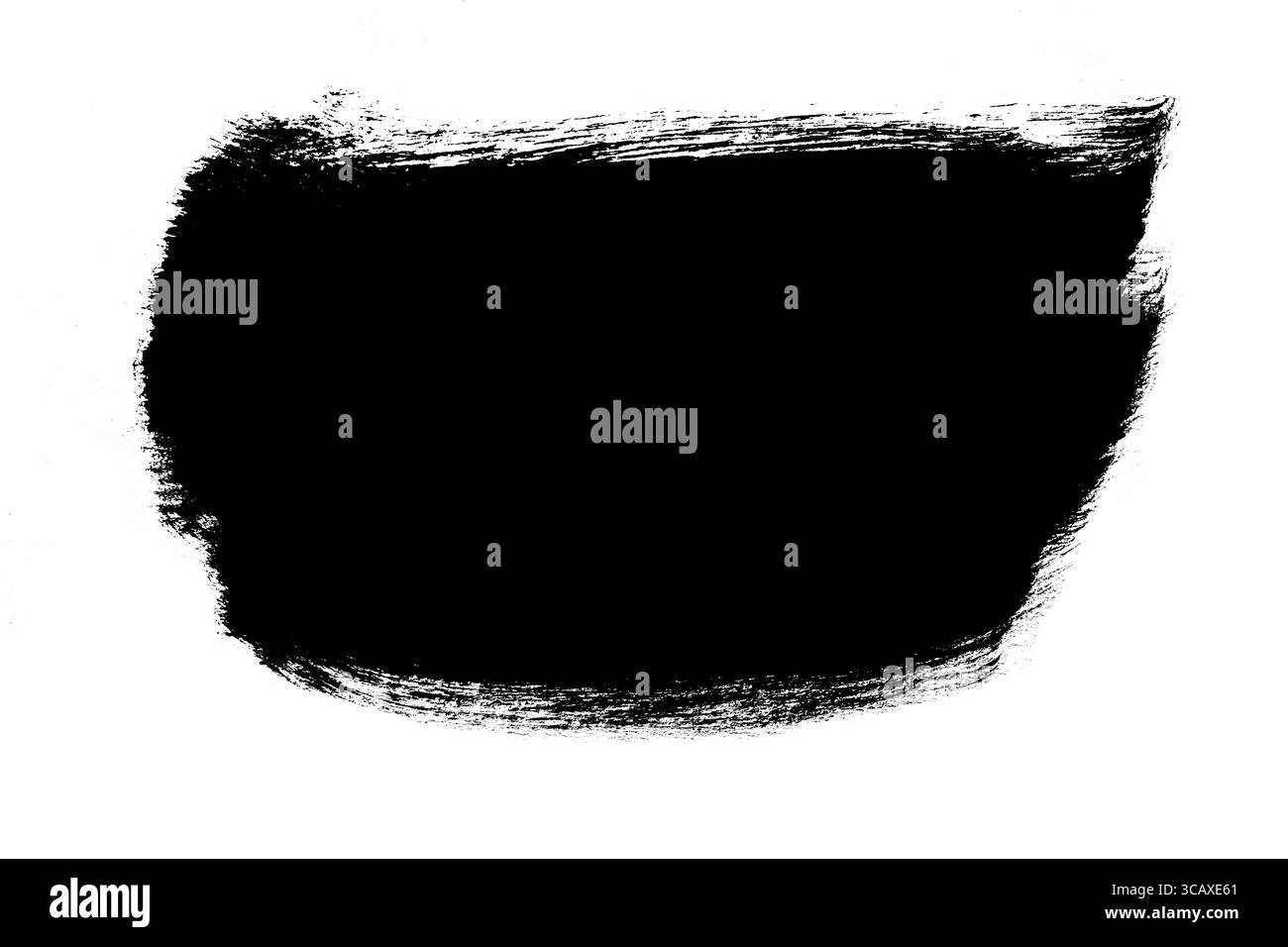 Sfondo nero aquarel color acquerello astratto isolato su bianco. Maschera nera spazzola striscio. Foto Stock