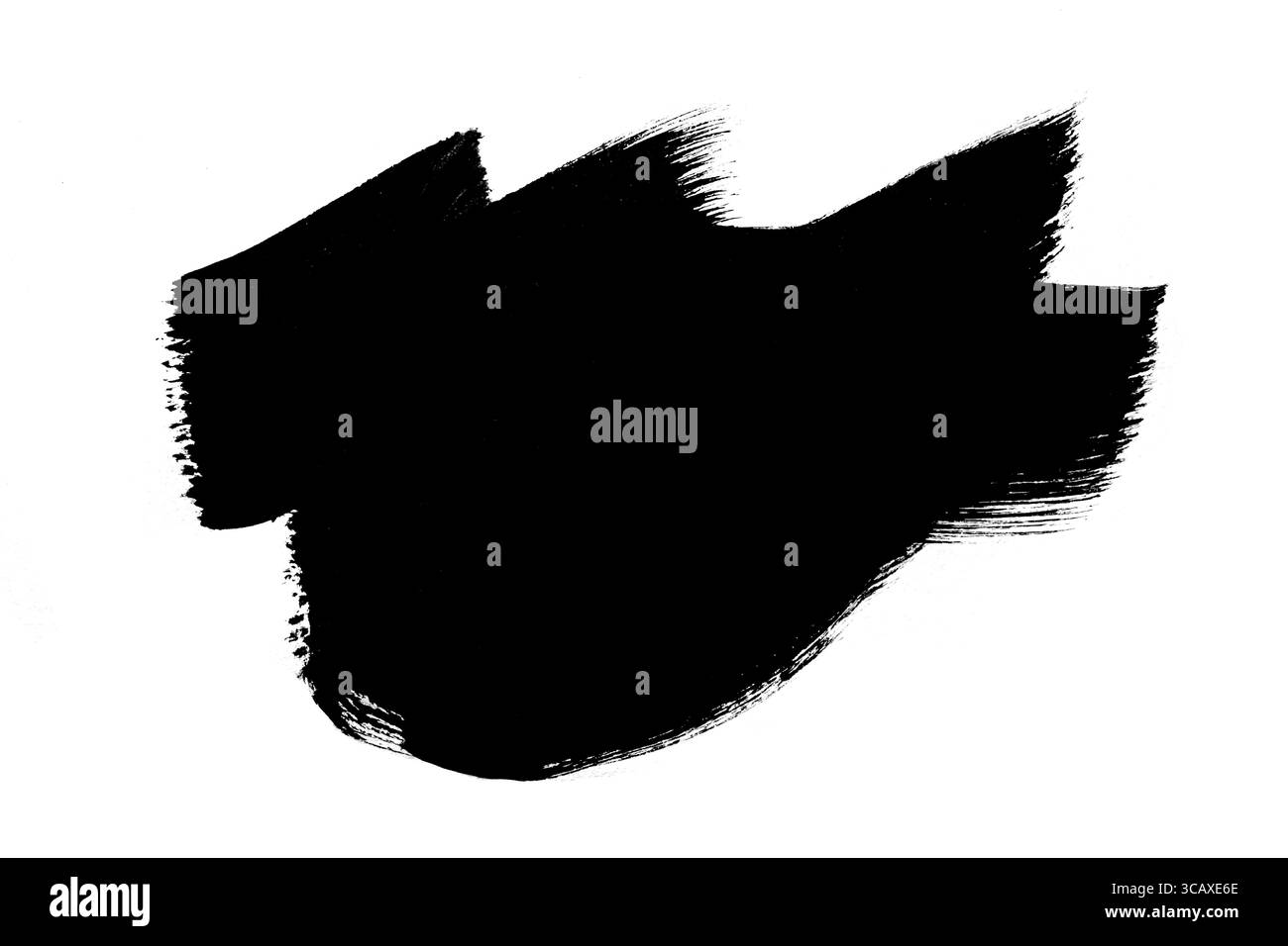 Sfondo nero aquarel color acquerello astratto isolato su bianco. Maschera nera spazzola striscio. Foto Stock