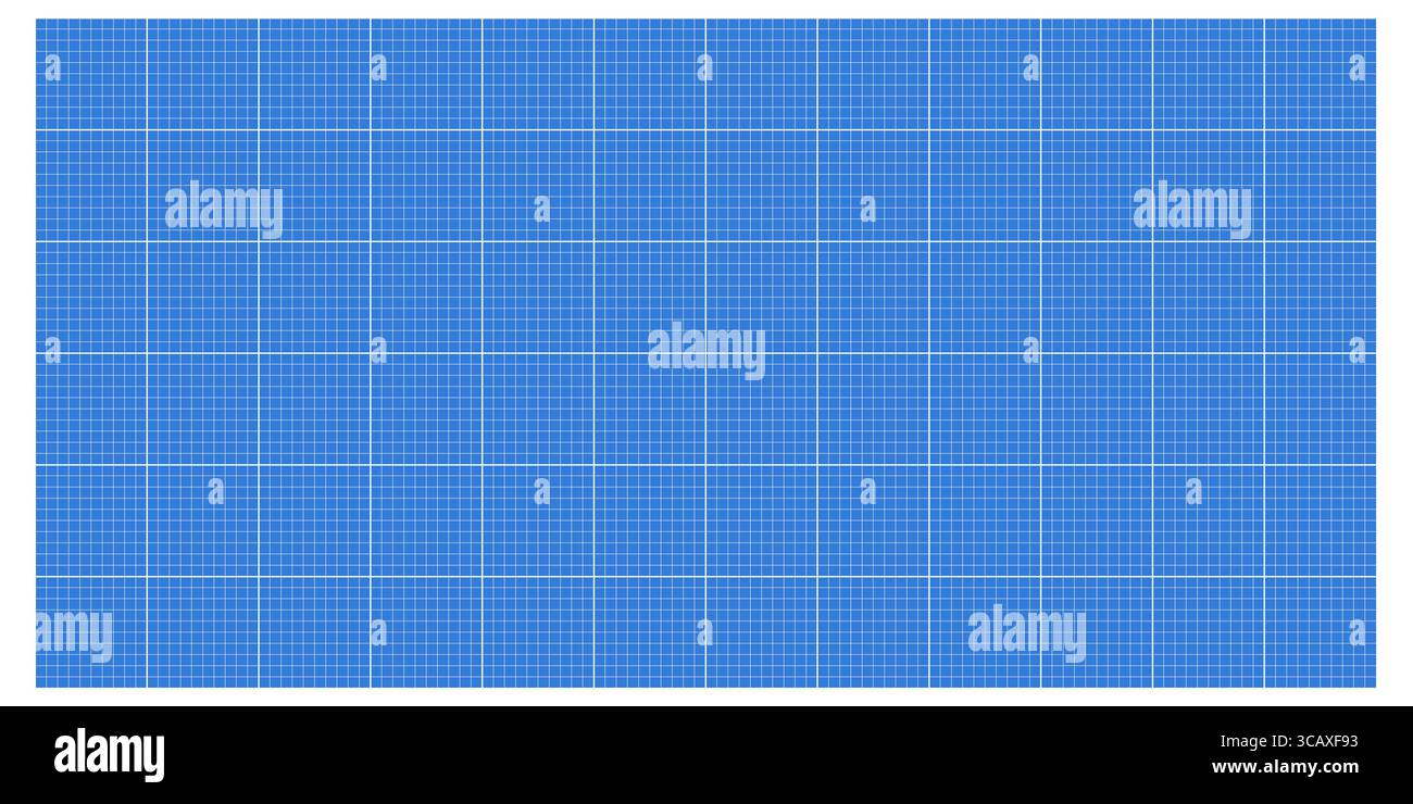 Carta millimetrica orizzontale con bordo bianco spesso e griglia tecnica su sfondo blu. Adatto per sformi e pianificazione. Immagine vettoriale stock Illustrazione Vettoriale