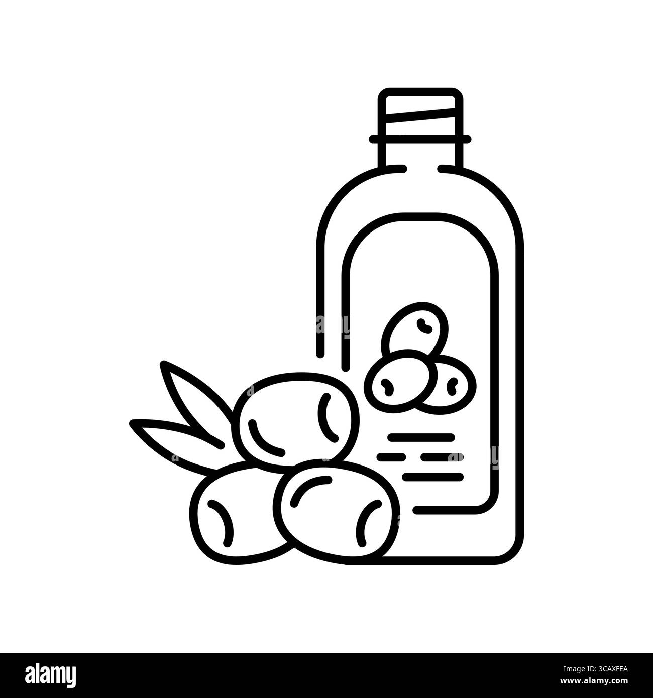 icona della linea nera dell'olio extra vergine di oliva. Elemento isolato vettoriale. Traccia modificabile. Illustrazione Vettoriale