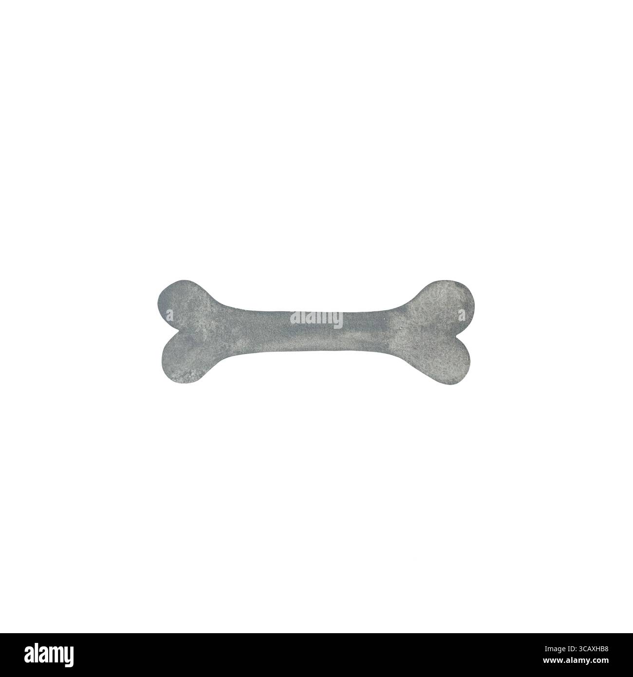 Illustrazione ad acquerello di un osso grigio su sfondo bianco. Semplice e versatile, adatto per progetti relativi agli animali domestici, temi veterinari e anatomica Foto Stock