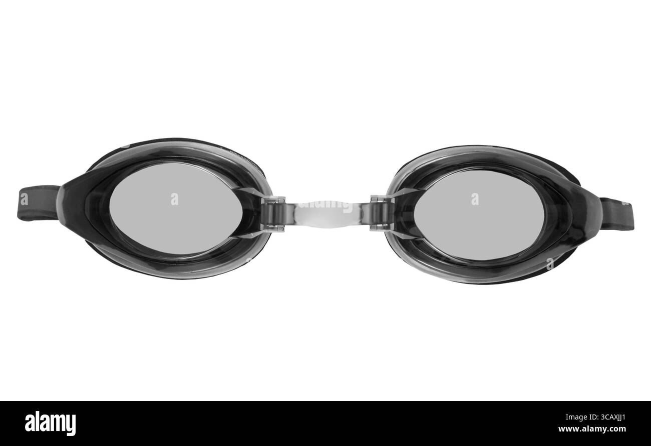 Occhiali per nuoto isolati su sfondo bianco. Con il tracciato di ritaglio Foto Stock