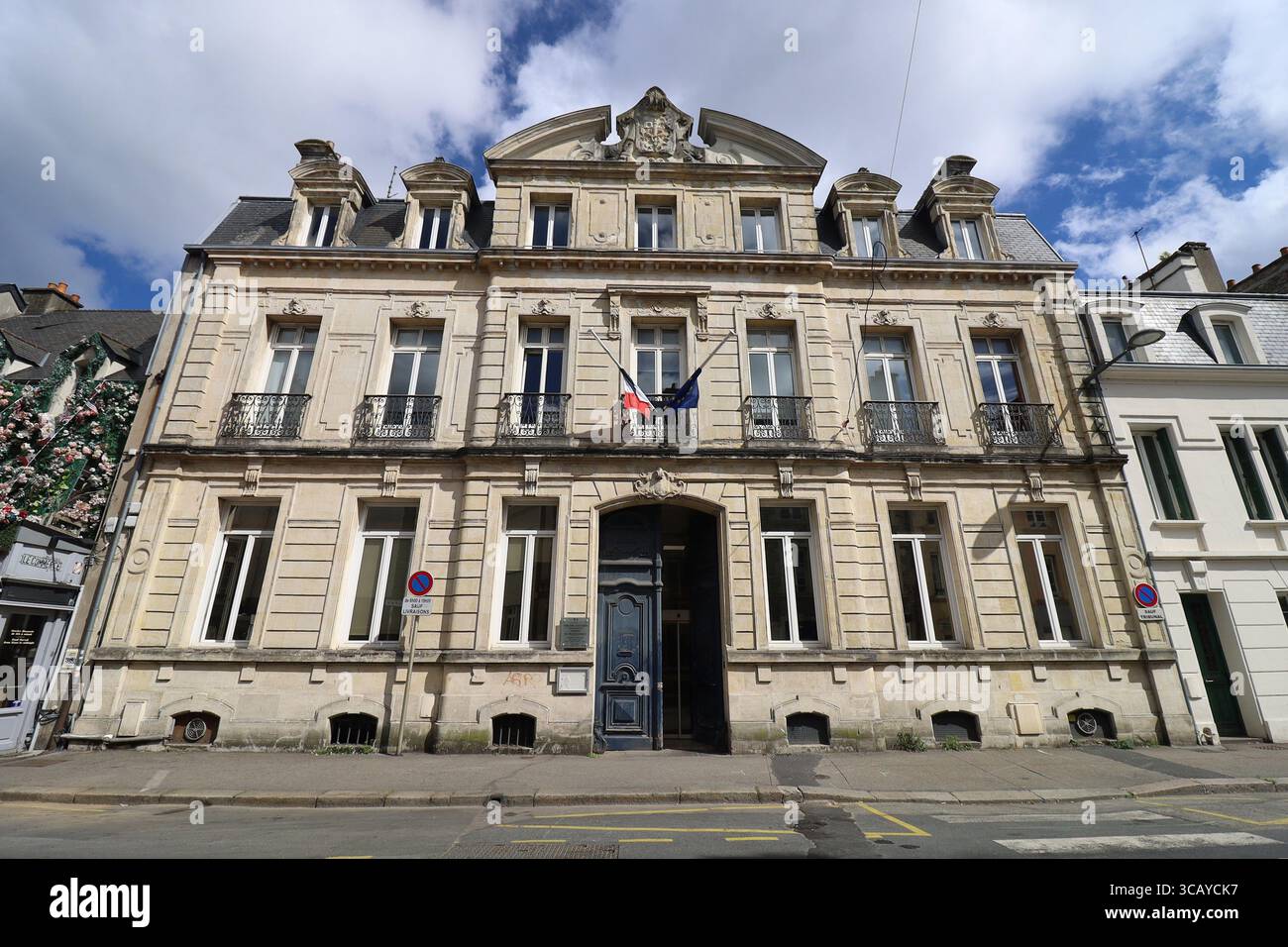 Tribunale giudiziario, vista esterna, città di Cherbourg nel Cotentin, dipartimento di Manche, Francia Foto Stock