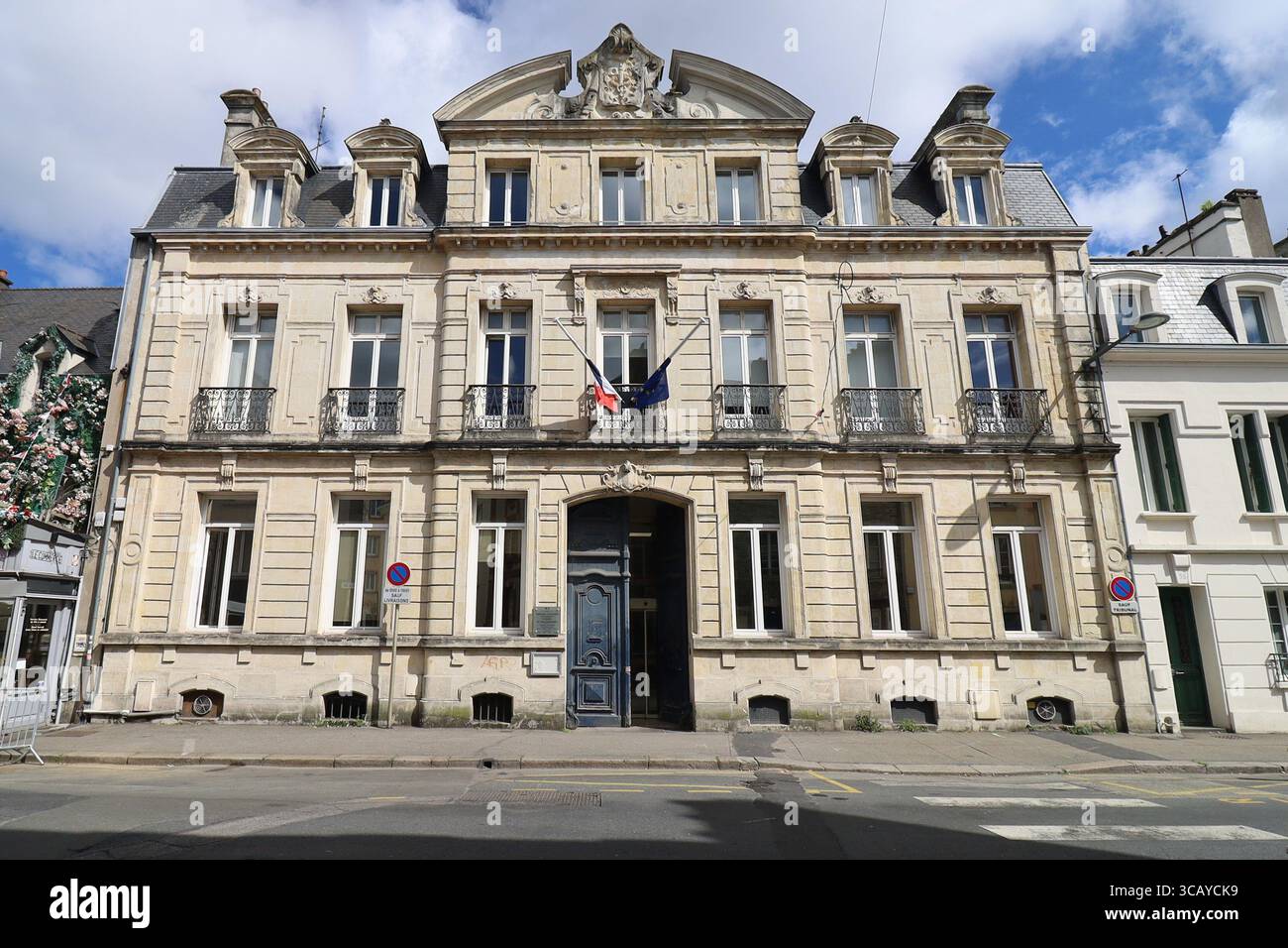 Tribunale giudiziario, vista esterna, città di Cherbourg nel Cotentin, dipartimento di Manche, Francia Foto Stock