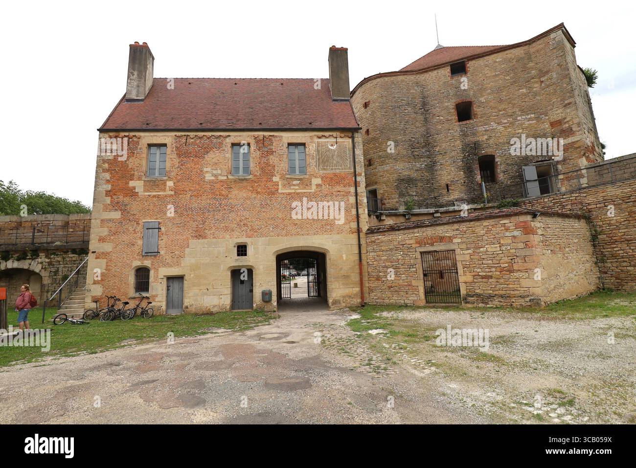 Castello medievale, ex castello fortificato, villaggio di Auxonne, dipartimento di Côte d'Or, Francia Foto Stock