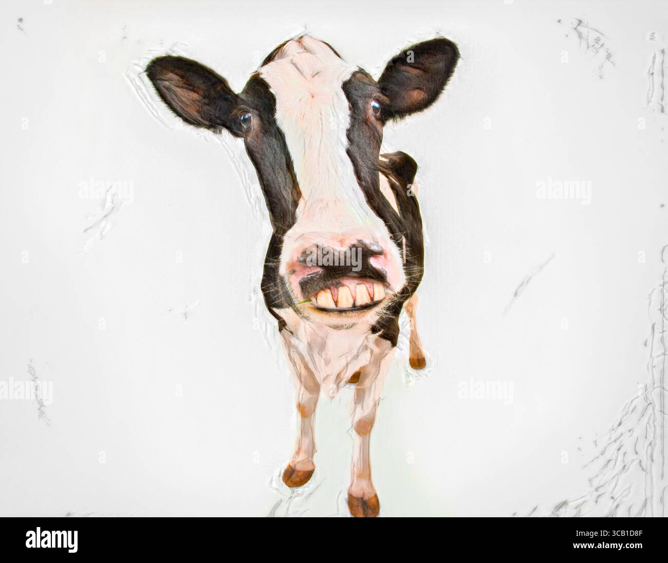 Foto artistiche digitali stilizzate della mucca Jersey su sfondo bianco Foto Stock