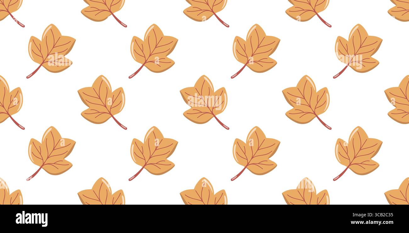 Motivo autunnale senza cuciture con foglie di tulipani su sfondo bianco. Acero Autumn lascia lo sfondo del fogliame vettoriale. Illustrazione Vettoriale