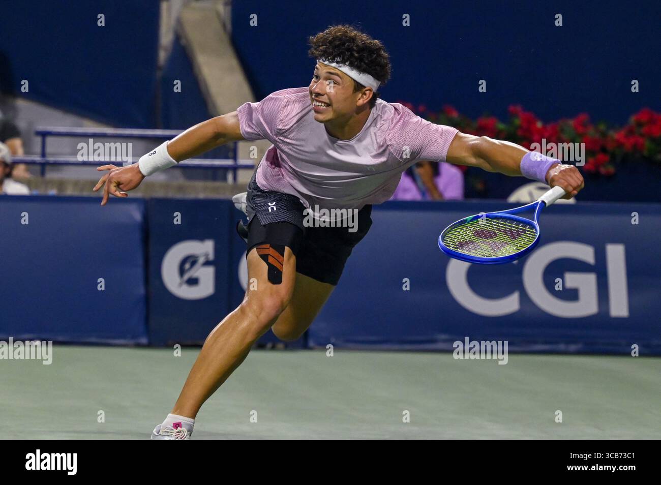 Toronto, Canada. 7 agosto 2025. Il tennista americano Ben Shelton partecipa alla finale del National Bank Open presentata da Rogers al Sobeys Stadium di Toronto. Credito: EXImages/Alamy Live News Foto Stock
