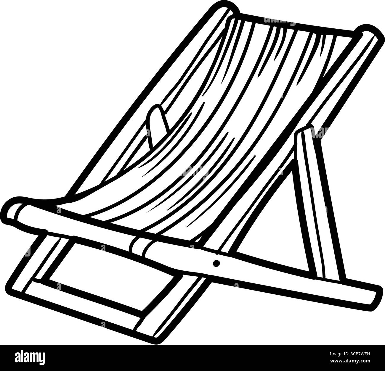 La comoda sedia da spiaggia in legno invita al relax in vacanza Illustrazione Vettoriale