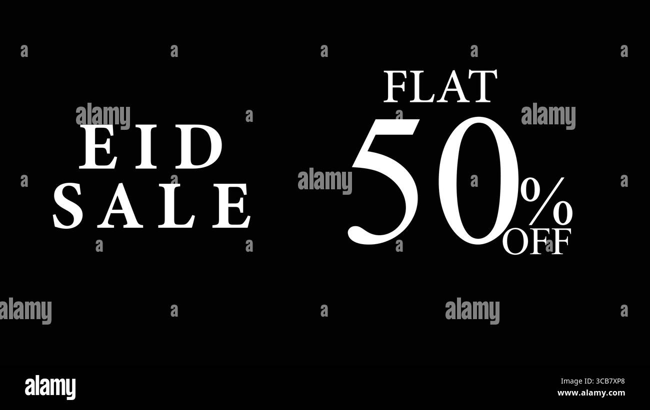 Sconto fisso EID del 50% – offerte speciali per i clienti. Big Eid offre un elegante sfondo nero, perfetto per le promozioni natalizie. Illustrazione Vettoriale