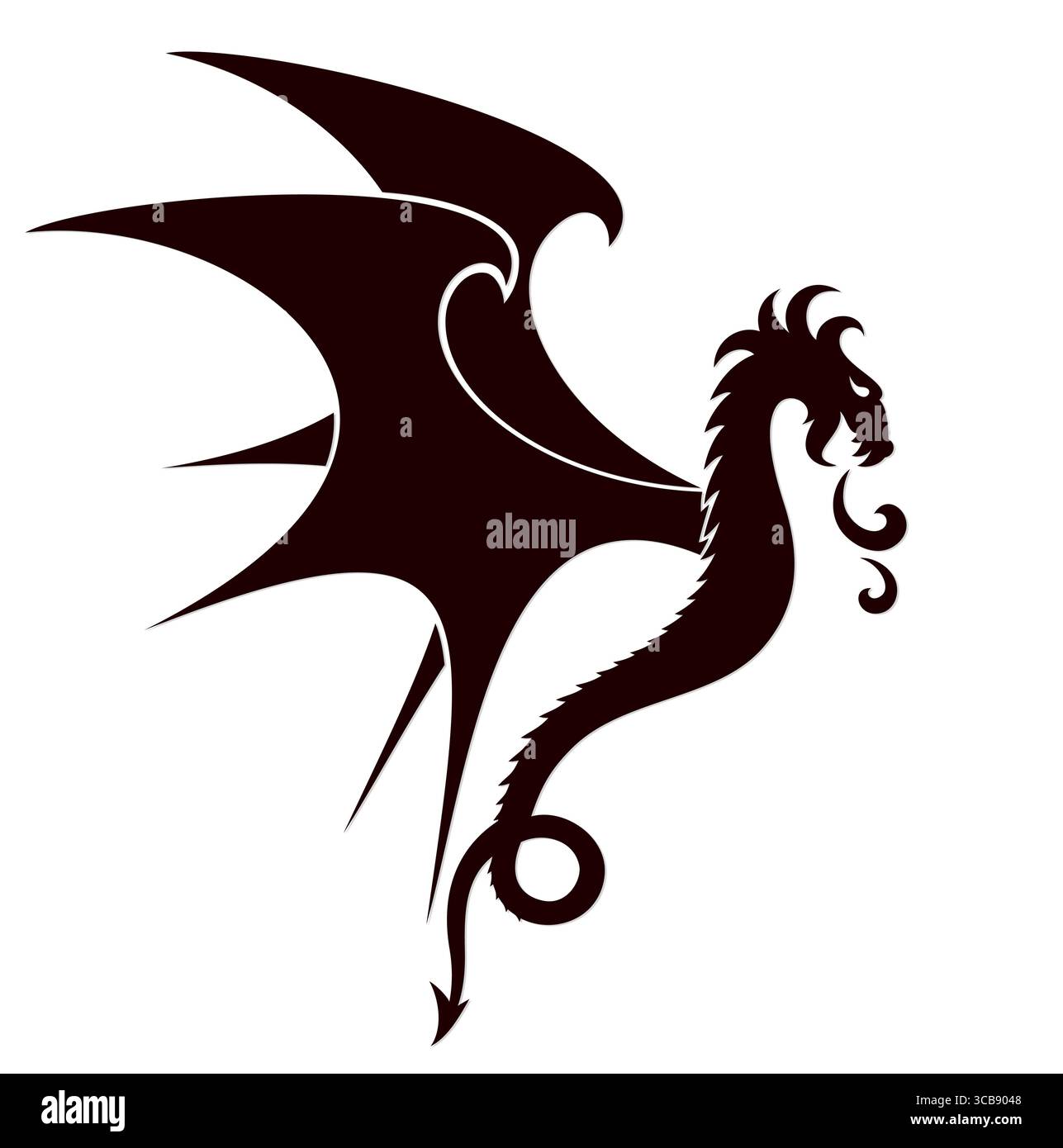 Simbolo del drago stilizzato con le ali. Illustrazione Vettoriale