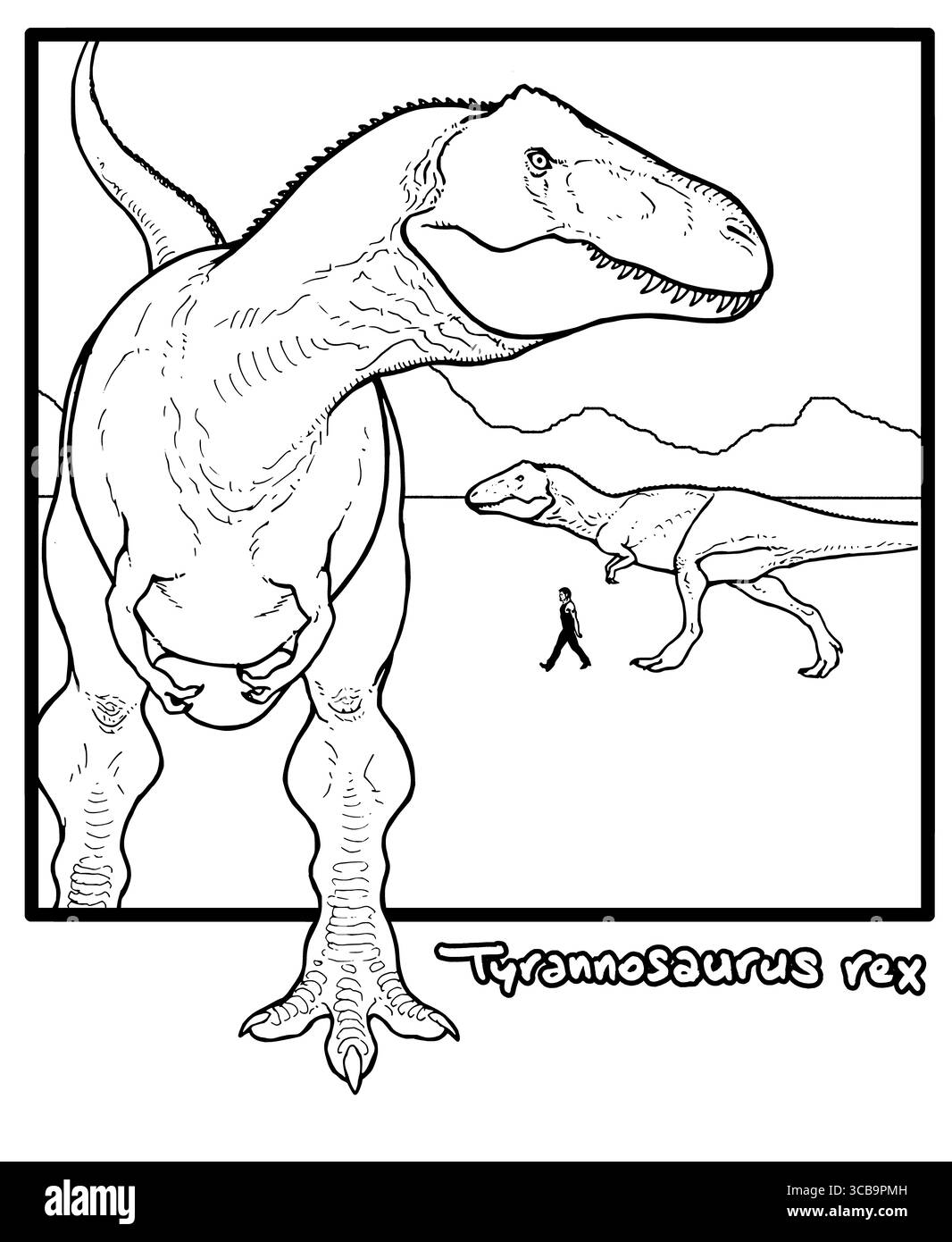 Pagina di colorazione dei dinosauri Tyrannosaurus rex Foto Stock