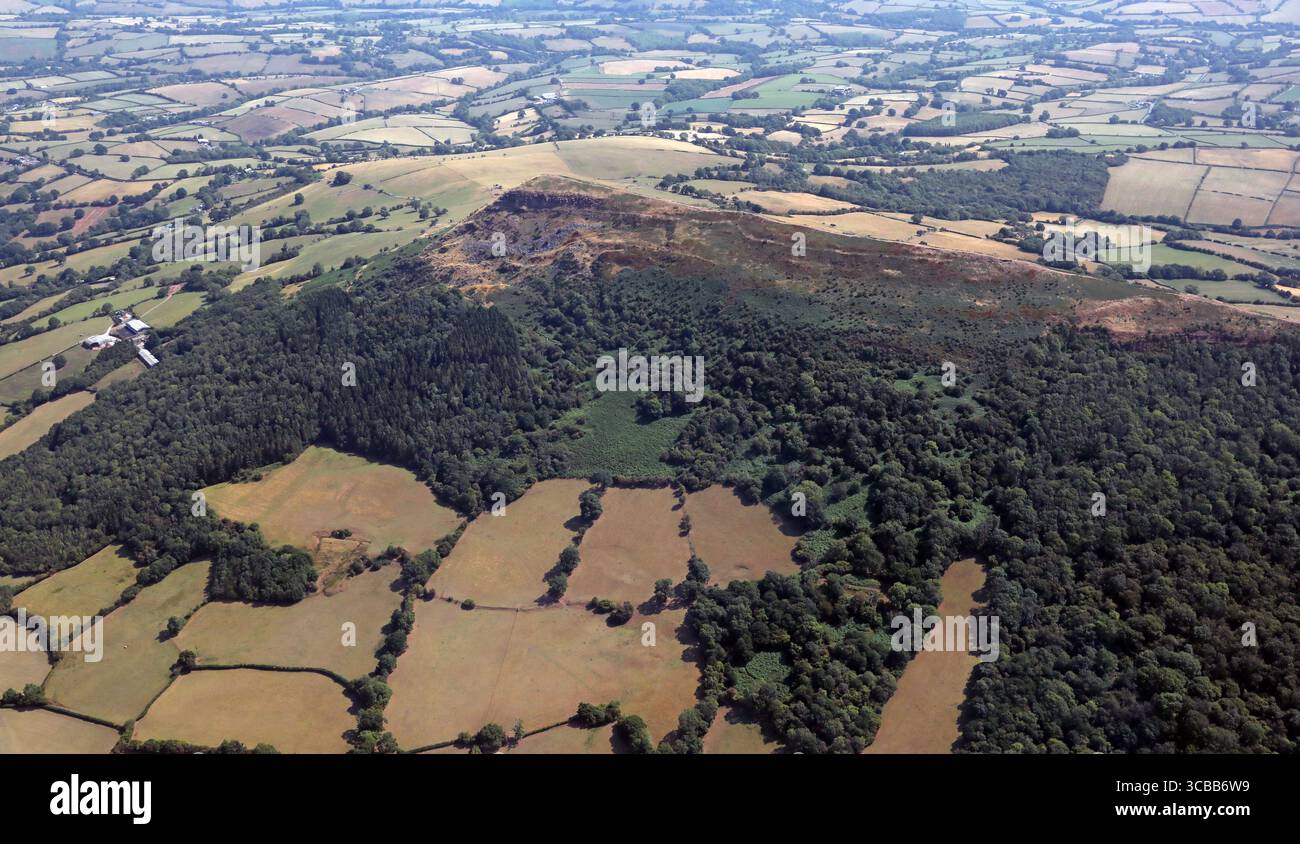 Vista aerea di una collina a nord di Abergavenny, Galles del Sud Foto Stock