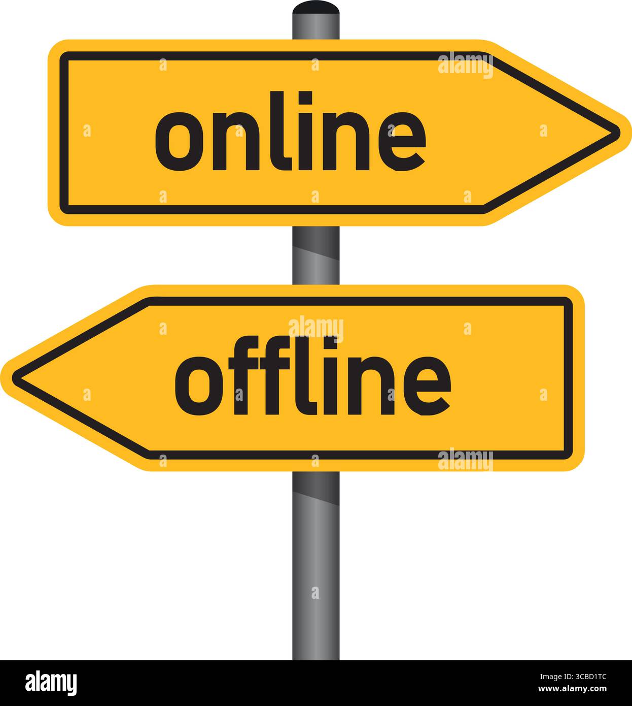 segnaletica stradale gialla con parole online e illustrazione vettoriale isolata offline Illustrazione Vettoriale