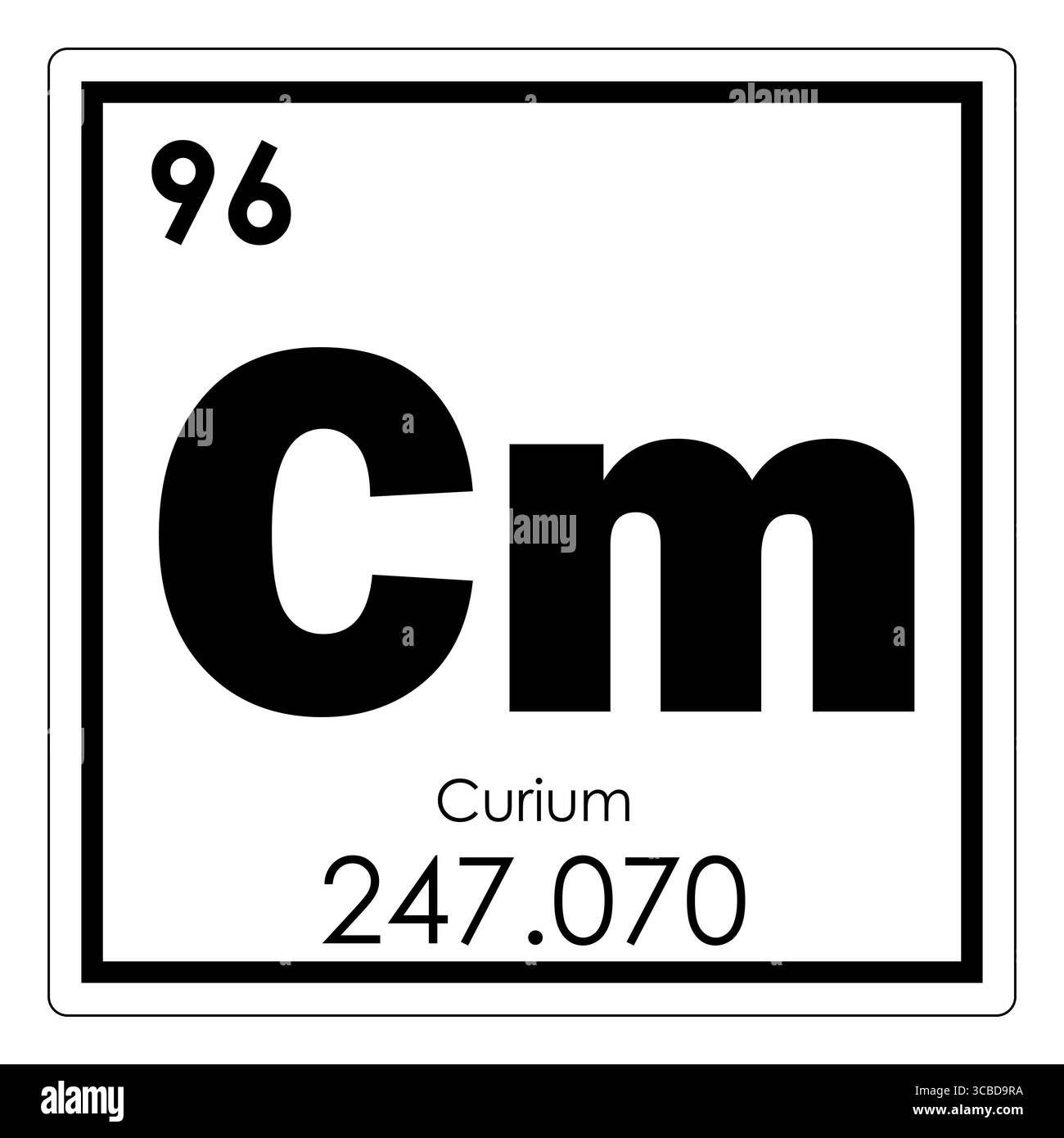 Curio elemento chimico tavola periodica simbolo della scienza Foto Stock