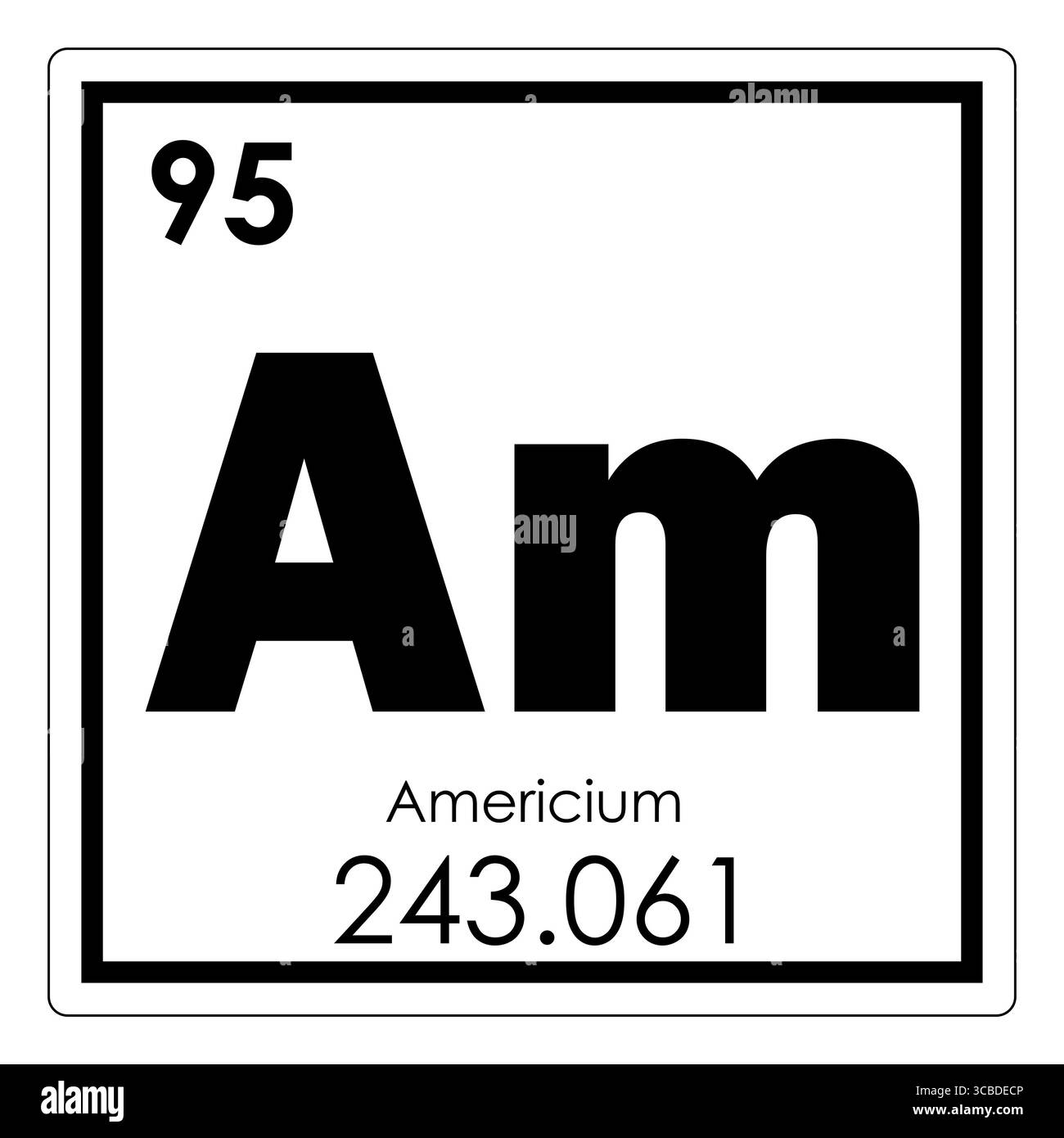 Americio elemento chimico tavola periodica simbolo della scienza Foto Stock