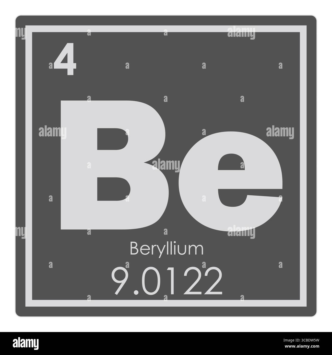 Il berillio elemento chimico tavola periodica simbolo della scienza Foto Stock