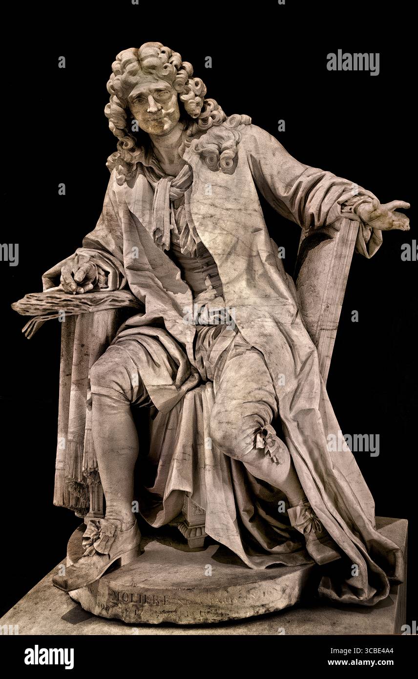 Jean Baptiste Poquelin - Molière 1622 - 1673 DI Jean Jacques CAFFIERI 1725 - 1792 Museo del Louvre Parigi Francia ( Molière è stato un attore e drammaturgo francese che è diventato il più grande di tutti gli scrittori della commedia francese. Anche se le autorità sacre e secolari della Francia del XVII secolo spesso combinate contro di lui, il genio di Molière finalmente emerse per conquistarlo. Foto Stock