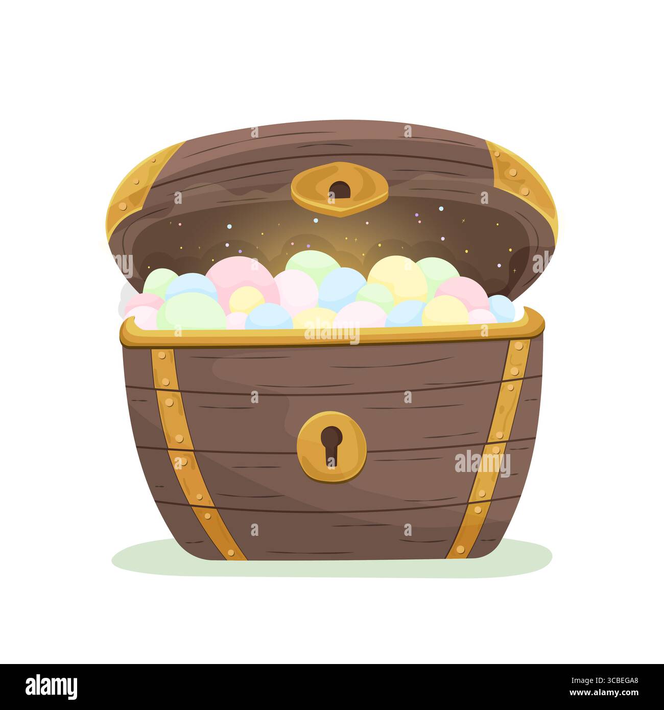 Scrigno magico con gemme colorate brillanti Illustrazione Vettoriale