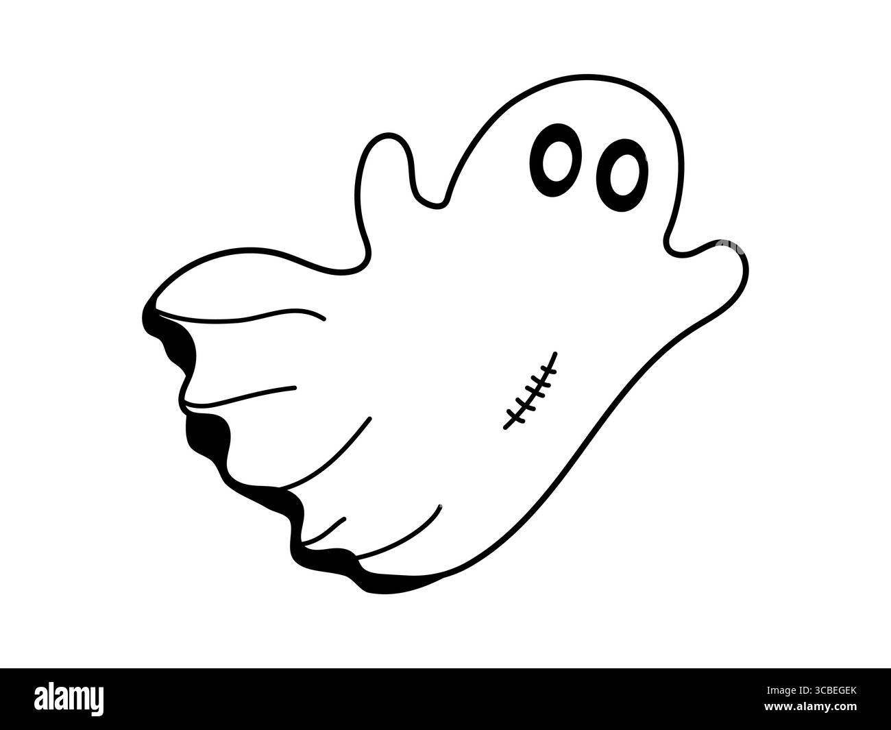 Carino personaggio fantasma. Il personaggio di Halloween. Fantasma bianco con occhi neri, fantasma simpatico e spettrale. Sfondo isolato. Illustrazione vettoriale Illustrazione Vettoriale