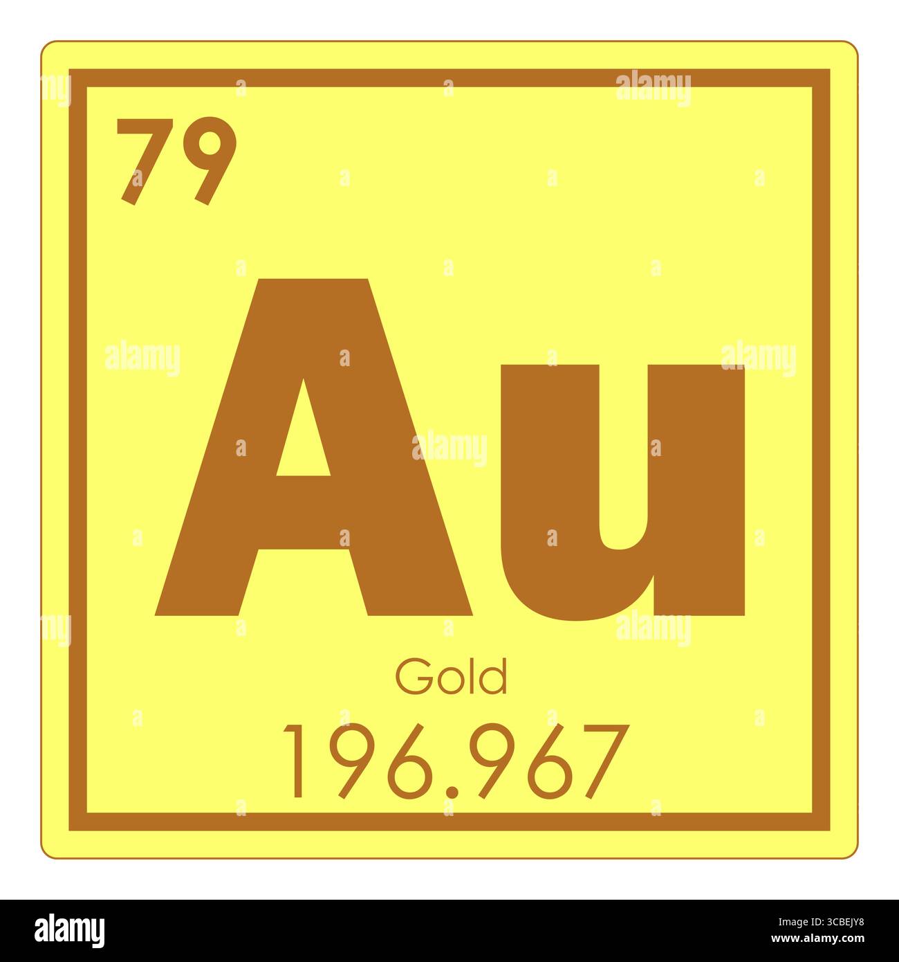 Oro elemento chimico tavola periodica simbolo della scienza Foto Stock