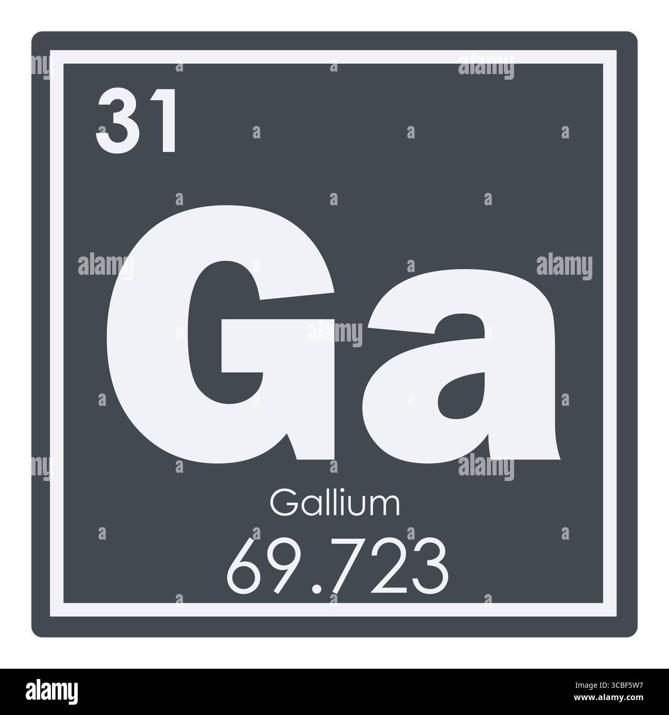 Il gallio elemento chimico tavola periodica simbolo della scienza Foto Stock