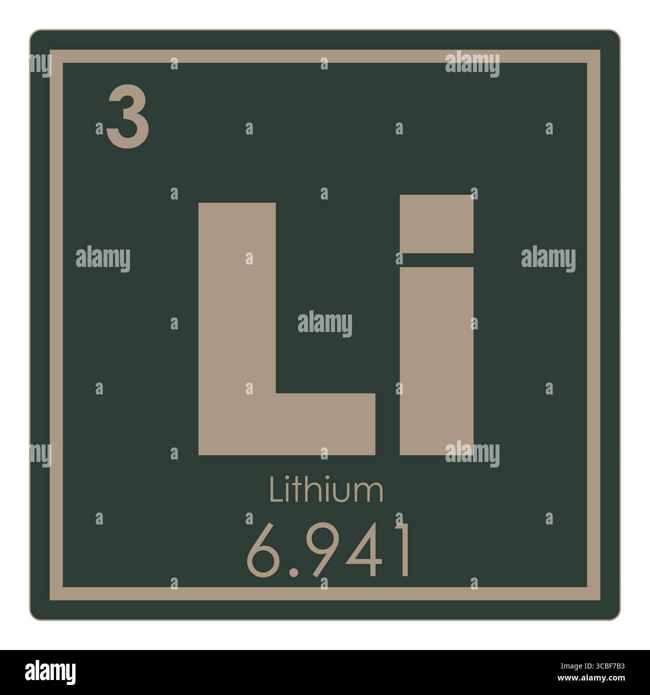 Litio elemento chimico tavola periodica simbolo della scienza Foto Stock