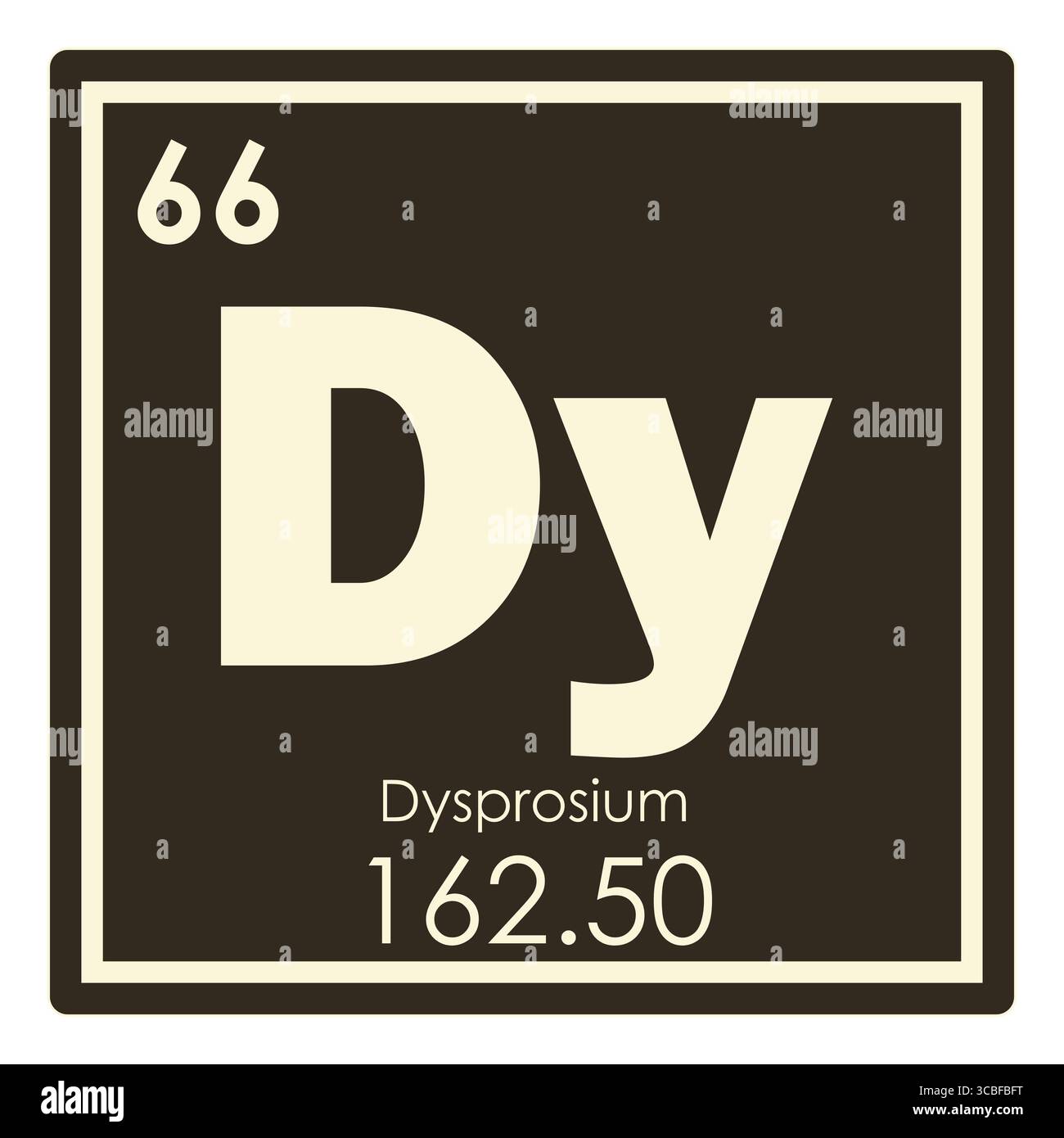 Disprosio elemento chimico tavola periodica simbolo della scienza Foto Stock