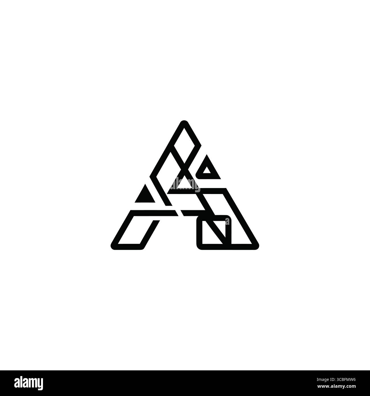 Questo moderno logo geometrico presenta un design intricato di forme a incastro che formano la lettera "a". Illustrazione Vettoriale
