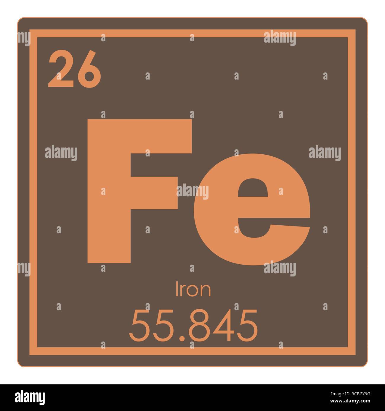 Ferro elemento chimico tavola periodica simbolo della scienza Foto Stock