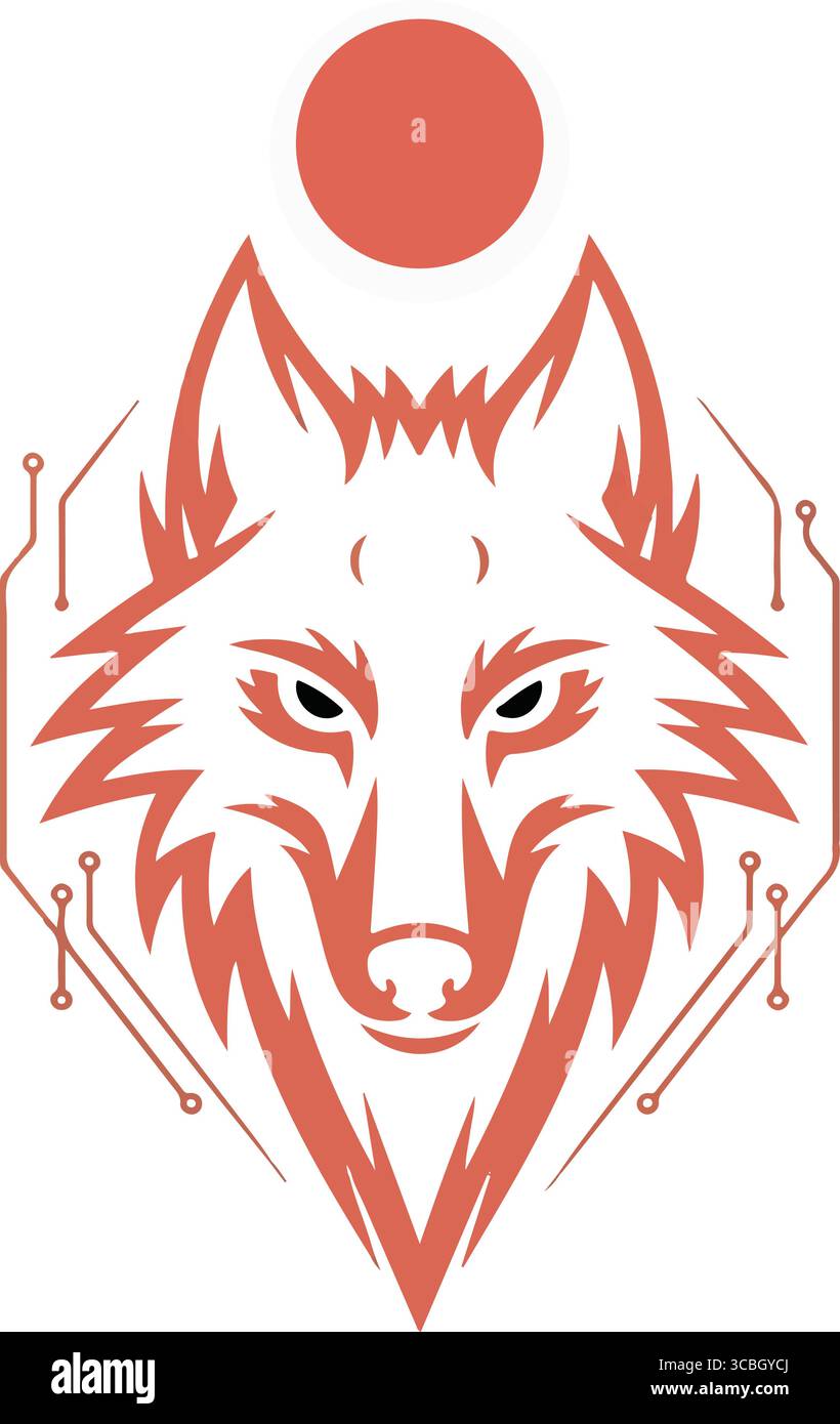 Un'illustrazione digitale di un potente modello di lupo solitario si tratta di un'illustrazione digitale pulita E accattivante di un potente lupo solitario Template S Illustrazione Vettoriale