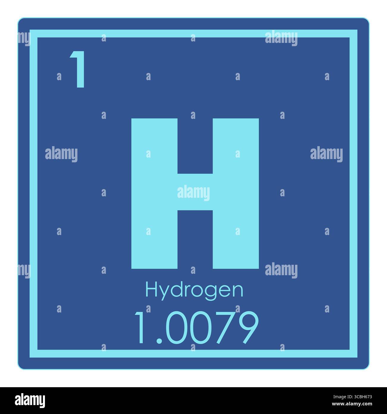 Simbolo scientifico periodico dell'elemento chimico dell'idrogeno Foto Stock