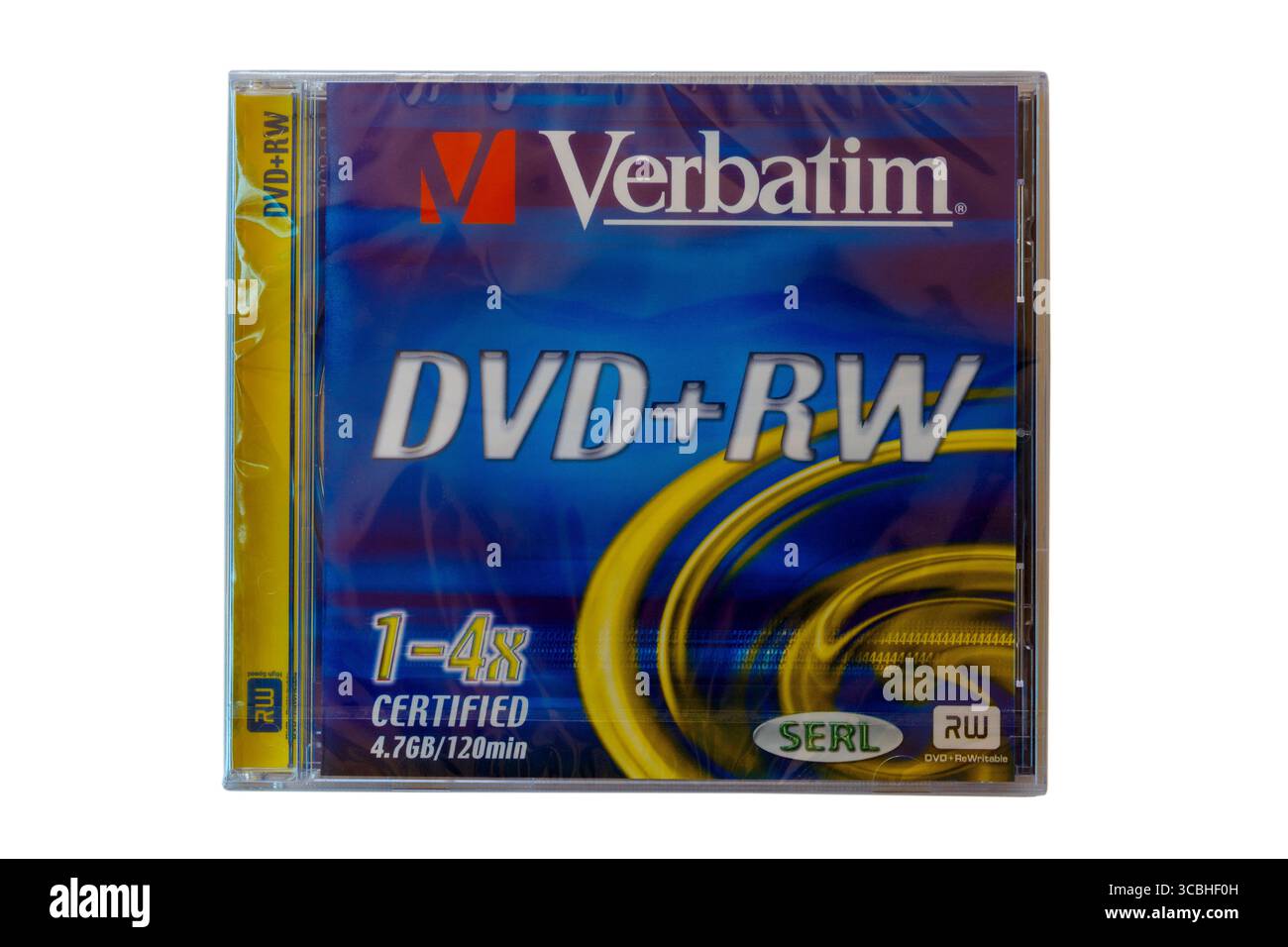 Disco DVD+RW Verbatim isolato su sfondo bianco Foto Stock